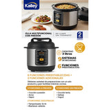 Olla Multifuncional Plateado 27.8x26.6cm de 3 Litros con Seis Funciones Preconfiguradas y con Temporizador