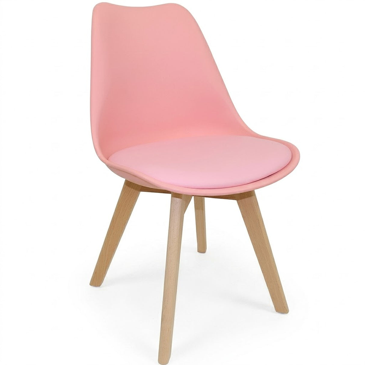 Silla Comedor Rosa Claro 47x73cm de Asiento Cuadrado con Espaldar y sin Apoya Brazos