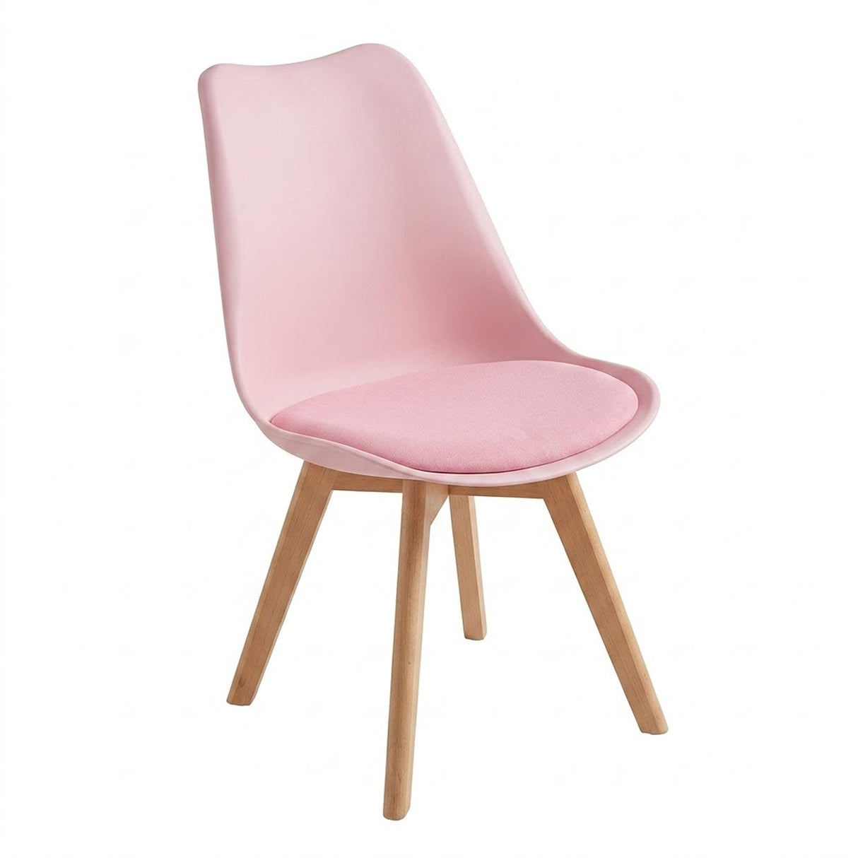 Silla Comedor Rosa Claro 47x73cm de Asiento Cuadrado con Espaldar y sin Apoya Brazos