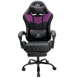 Silla Gamer Sakai Negro y Violeta 62x122cm Ergonómica con Soporte Lumbar Reposapiés y con Apoya Cabezas