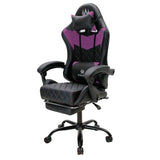 Silla Gamer Sakai Negro y Violeta 62x122cm Ergonómica con Soporte Lumbar Reposapiés y con Apoya Cabezas