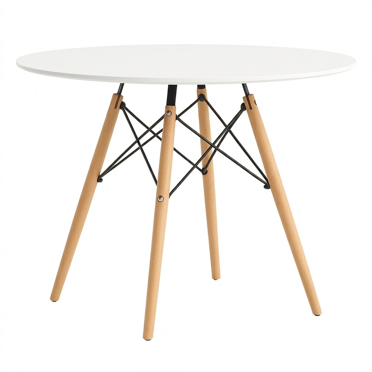 Mesa de Comedor Blanco 80x70cm Circular de Cuatro Puestos sin Sillas