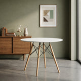 Mesa de Comedor Blanco 80x70cm Circular de Cuatro Puestos sin Sillas