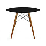Mesa de Comedor Negro 80x70cm Circular de Cuatro Puestos sin Sillas