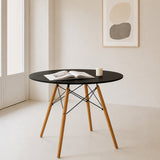 Mesa de Comedor Negro 80x70cm Circular de Cuatro Puestos sin Sillas