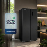 Nevecón No Frost Challenger Side by Side Inverter Dark Inox 84x176.5cm de 430 Litros con Pantalla Digital