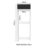 Mueble Auxiliar para Nevera Glamy Blanco y Negro 83x225cm con Un Entrepaño y Un Compartimiento