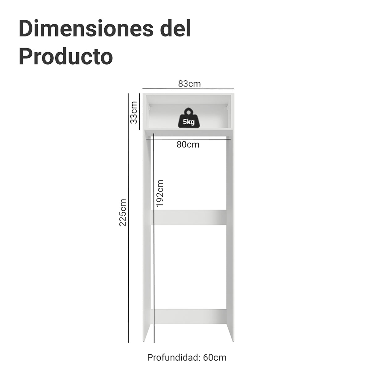 Mueble Auxiliar para Nevera Vik Blanco y Gris 80x225cm con Un Entrepaño y Un Compartimiento