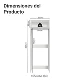 Mueble Auxiliar para Nevera Vik Blanco y Gris 80x225cm con Un Entrepaño y Un Compartimiento