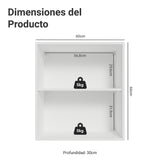 Estanteria Flotante Neo Blanco 60x66cm con Dos Compartimientos y con Dos Entrepaños
