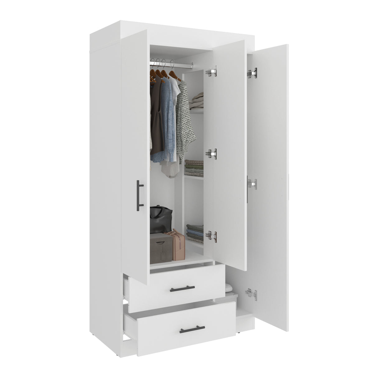 Closet Houston Blanco Marquez 90x180cm con Tres Puertas y con Tres Entrepaños