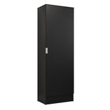 Mueble Multiusos para Aseo Negro 60x182cm con Puerta y con Siete Compartimientos