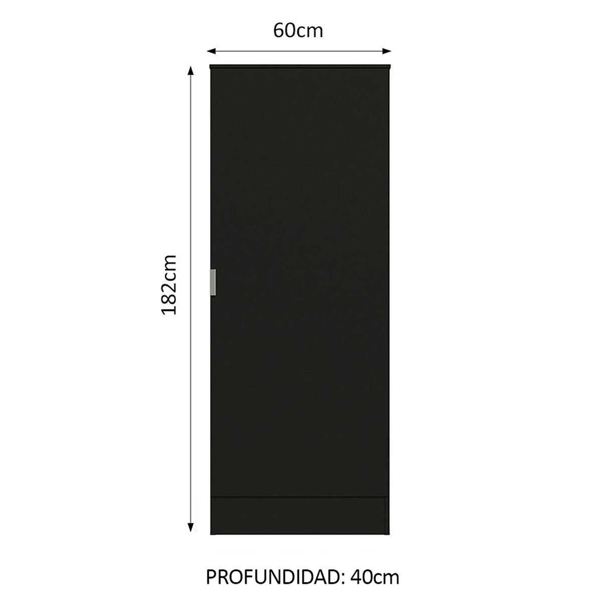 Mueble Multiusos para Aseo Negro 60x182cm con Puerta y con Siete Compartimientos