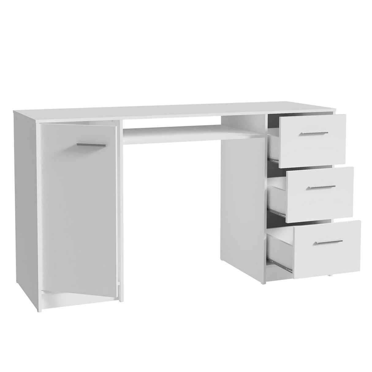Tocador Blanco 136x77cm de Un Puesto con Tres Cajones