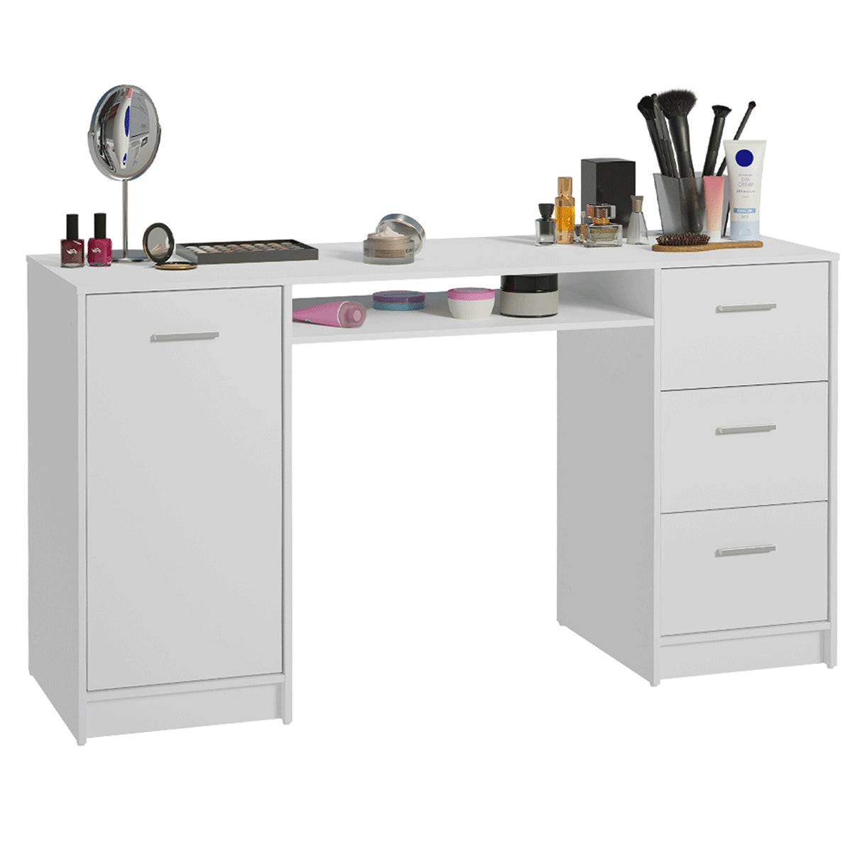 Tocador Blanco 136x77cm de Un Puesto con Tres Cajones