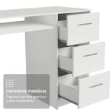 Tocador Blanco 136x77cm de Un Puesto con Tres Cajones
