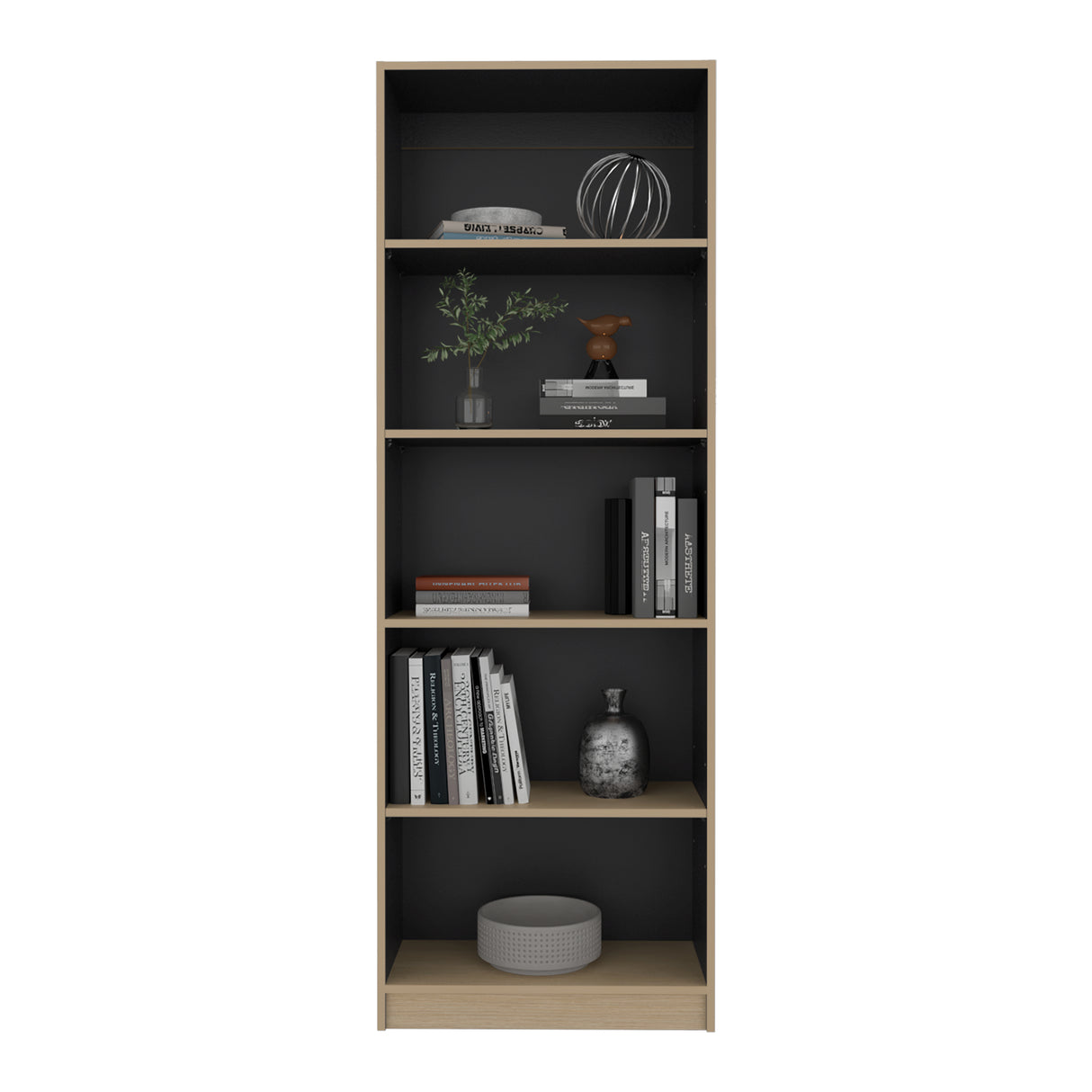 Estantería E-M3 Cartagena y Wengue 62.8x180.6cm con Cinco Compartimientos y con Cuatro Entrepaños