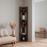 Estantería E-M7 Nogal 30x180.6cm con Cinco Compartimientos y con Cuatro Entrepaños
