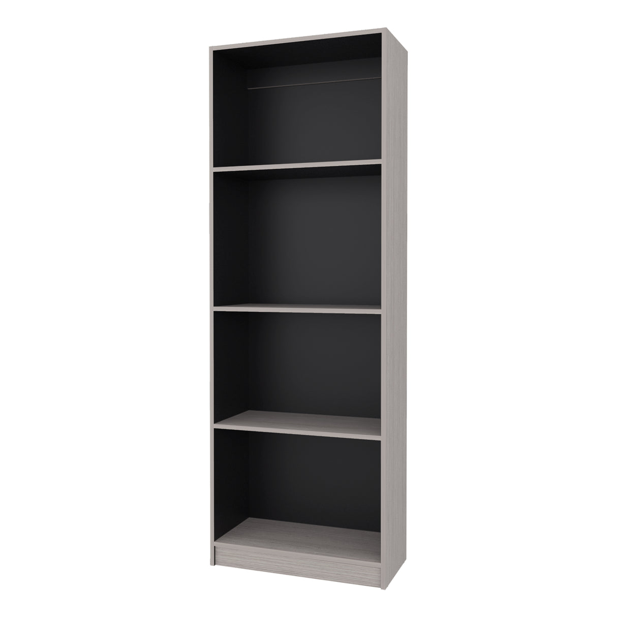 Estantería E-M1 Gris Positano y Wengue 62.8x180.6cm con Cuatro Compartimientos y con Dos Entrepaños