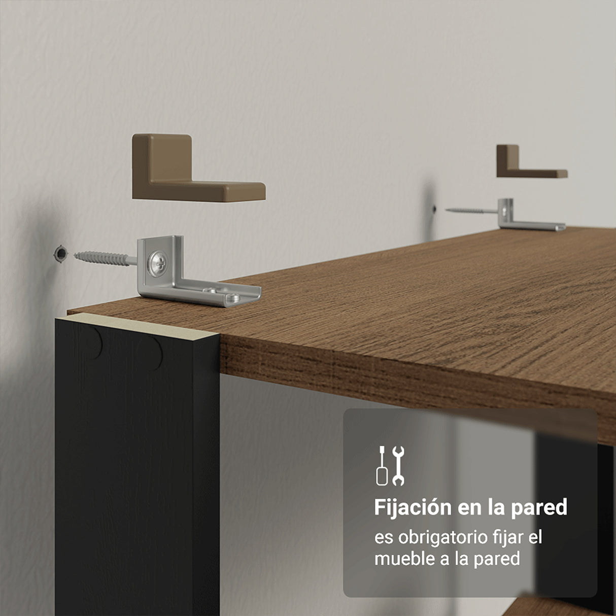 Estantería Marrón y Negro 59x180cm con Cinco Compartimientos y con Cinco Entrepaños de Resistencia 8 KG cada uno
