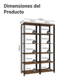 Estantería Marrón y Negro 118x180cm con Diez Compartimientos y con Diez Entrepaños de Resistencia 10 KG cada uno