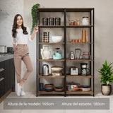 Estantería Marrón y Negro 118x180cm con Diez Compartimientos y con Diez Entrepaños de Resistencia 10 KG cada uno