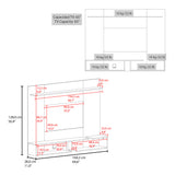 Panel de TV Desa Fresno y Blanco 164.2x128cm Flotante para TV Hasta 65" Pulgadas con Dos Compartimientos