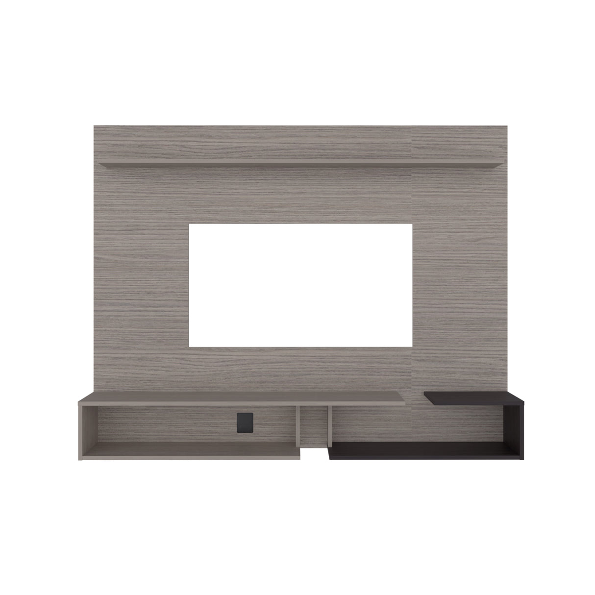 Panel de TV Desa Gris Positano y Wengue 164.2x128cm Flotante para TV Hasta 65" Pulgadas con Dos Compartimientos