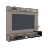 Panel de TV Desa Gris Positano y Wengue 164.2x128cm Flotante para TV Hasta 65" Pulgadas con Dos Compartimientos