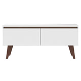 Centro de Entretenimiento Le Mans Marrón y Blanco 136x50cm para TV Hasta 55" Pulgadas con Dos Compartimientos