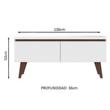 Centro de Entretenimiento Le Mans Marrón y Blanco 136x50cm para TV Hasta 55" Pulgadas con Dos Compartimientos