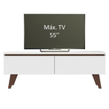 Centro de Entretenimiento Le Mans Marrón y Blanco 136x50cm para TV Hasta 55" Pulgadas con Dos Compartimientos