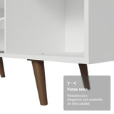 Centro de Entretenimiento Dubai Blanco 160x53cm para TV Hasta 65" Pulgadas con Cuatro Compartimientos y con Patas Marrón