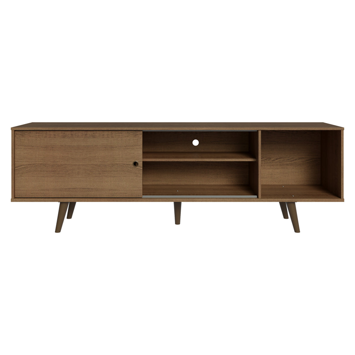 Centro de Entretenimiento Dubai Marrón 160x53cm para TV Hasta 65" Pulgadas con Cuatro Compartimientos
