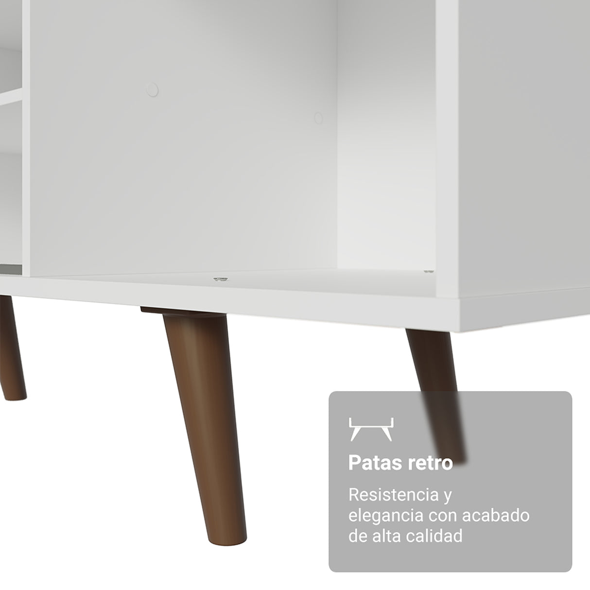 Centro de Entretenimiento Dubai Blanco y Marrón 160x53cm para TV Hasta 65" Pulgadas con Cuatro Compartimientos