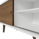 Centro de Entretenimiento Dubai Blanco y Marrón 160x53cm para TV Hasta 65" Pulgadas con Cuatro Compartimientos