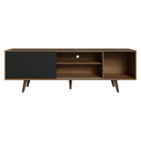 Centro de Entretenimiento Torino Marrón y Negro 160x53cm para TV Hasta 65" Pulgadas con Cuatro Compartimientos