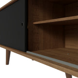 Centro de Entretenimiento Torino Marrón y Negro 160x53cm para TV Hasta 65" Pulgadas con Cuatro Compartimientos