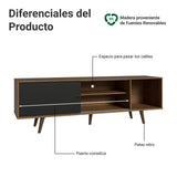 Centro de Entretenimiento Torino Marrón y Negro 160x53cm para TV Hasta 65" Pulgadas con Cuatro Compartimientos