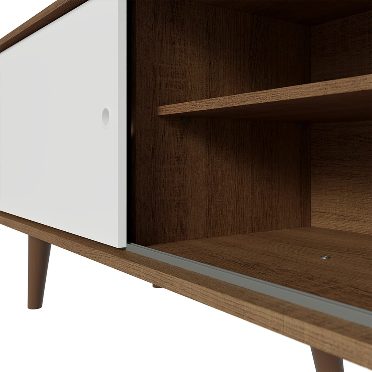 Centro de Entretenimiento Torino Marrón y Blanco 160x53cm para TV Hasta 65" Pulgadas con Cuatro Compartimientos