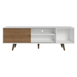 Centro de Entretenimiento Torino Blanco y Marrón 160x53cm para TV Hasta 65" Pulgadas con Cuatro Compartimientos