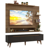 Centro de Entretenimiento Reims Marrón y Negro 180x50cm para TV Hasta 60" Pulgadas con Seis Compartimientos