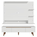 Centro de Entretenimiento Reims Blanco y Marrón 180x50cm para TV Hasta 60" Pulgadas con Seis Compartimientos