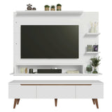 Centro de Entretenimiento Reims Blanco y Marrón 180x50cm para TV Hasta 60" Pulgadas con Seis Compartimientos