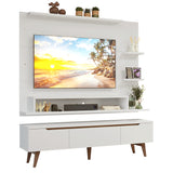 Centro de Entretenimiento Reims Blanco y Marrón 180x50cm para TV Hasta 60" Pulgadas con Seis Compartimientos