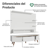 Centro de Entretenimiento Reims Blanco y Marrón 180x50cm para TV Hasta 60" Pulgadas con Seis Compartimientos