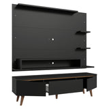 Centro de Entretenimiento Reims Negro y Marrón 180x50cm para TV Hasta 60" Pulgadas con Seis Compartimientos