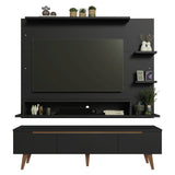 Centro de Entretenimiento Reims Negro y Marrón 180x50cm para TV Hasta 60" Pulgadas con Seis Compartimientos
