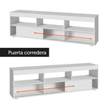 Centro de Entretenimiento Orlando Blanco 160x47cm para TV Hasta 65" Pulgadas con Cinco Compartimientos