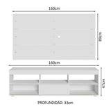 Centro de Entretenimiento Orlando Blanco 160x47cm para TV Hasta 65" Pulgadas con Cinco Compartimientos
